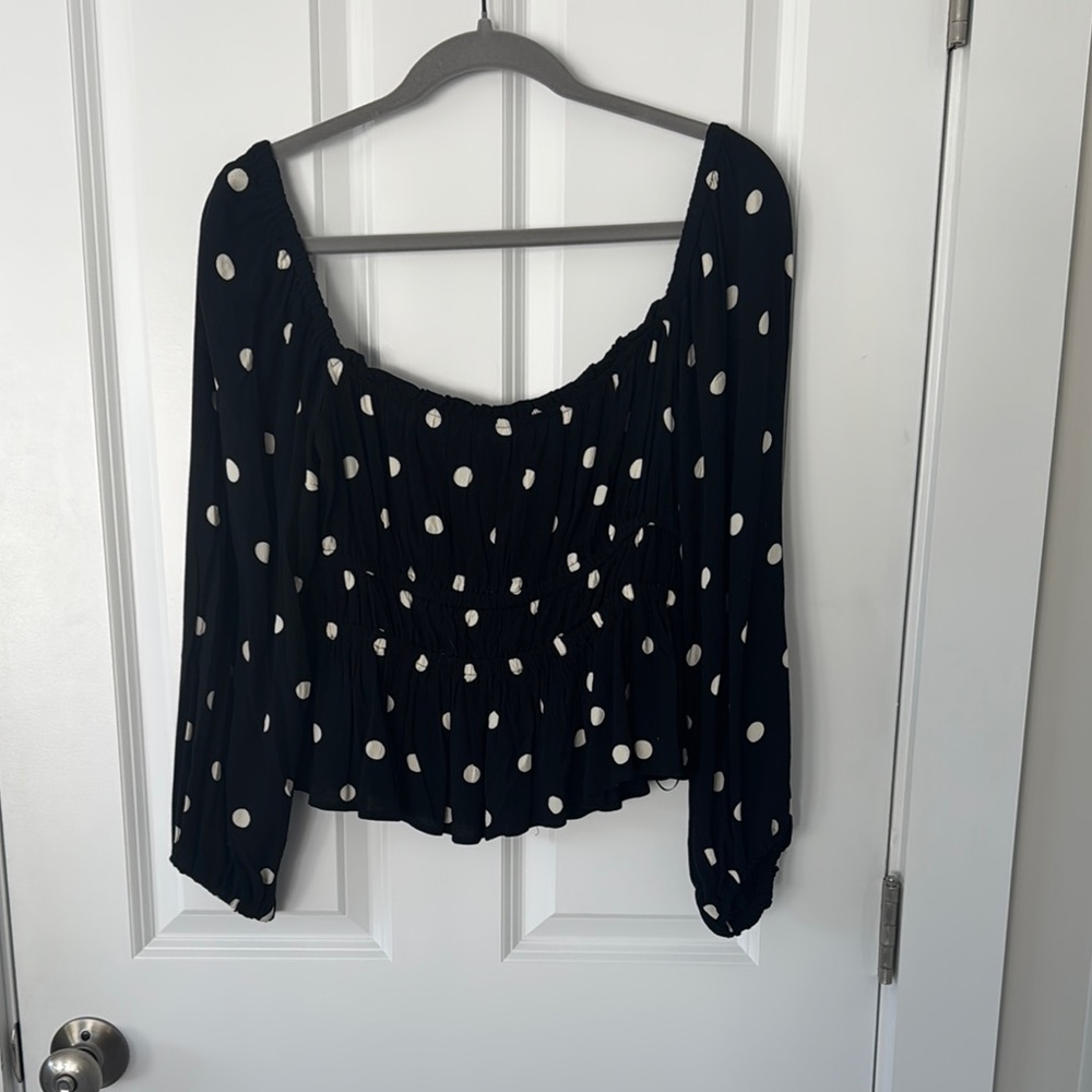 J. Crew Chic Black Polka Dot Blouse
